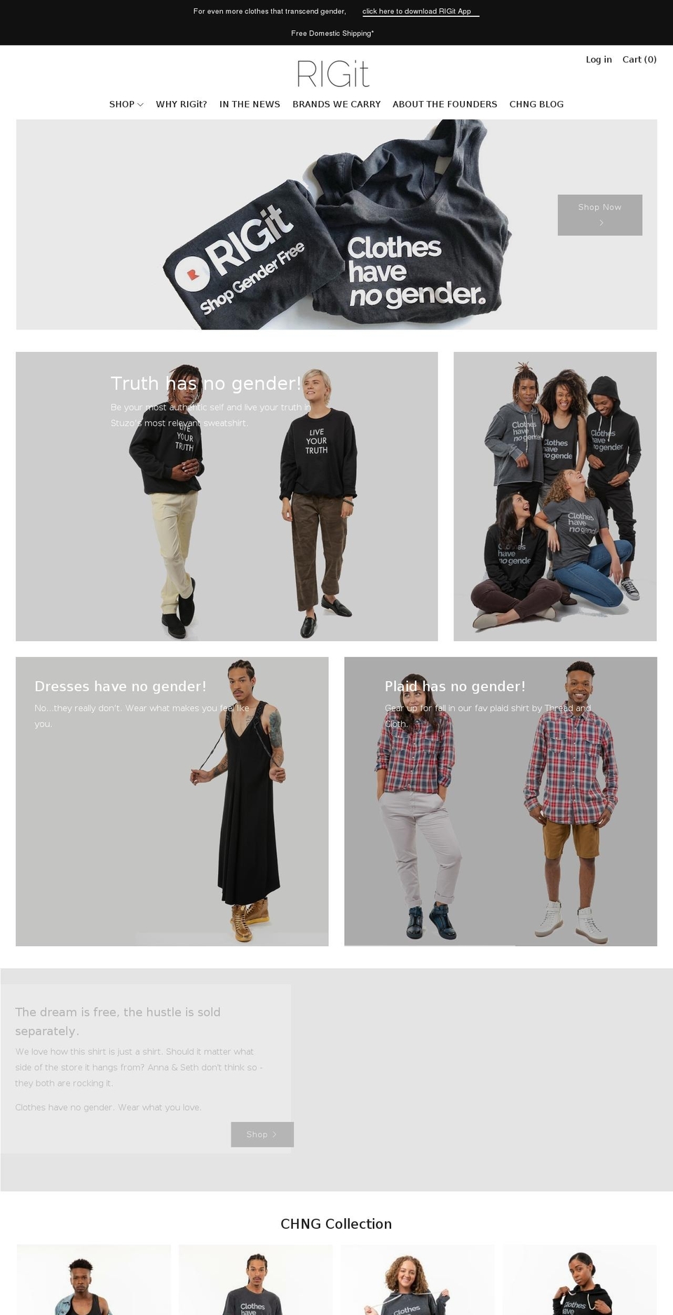 clotheshavenogender.com — Shopify storefront screenshot