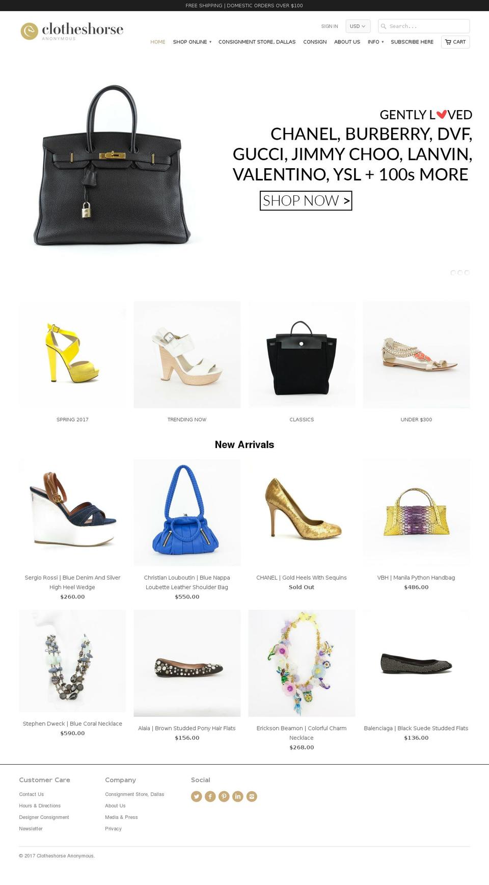 clotheshorseanonymous.com shopify website screenshot