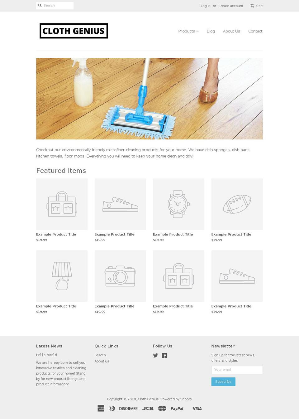 clothgenius.com — Shopify storefront screenshot