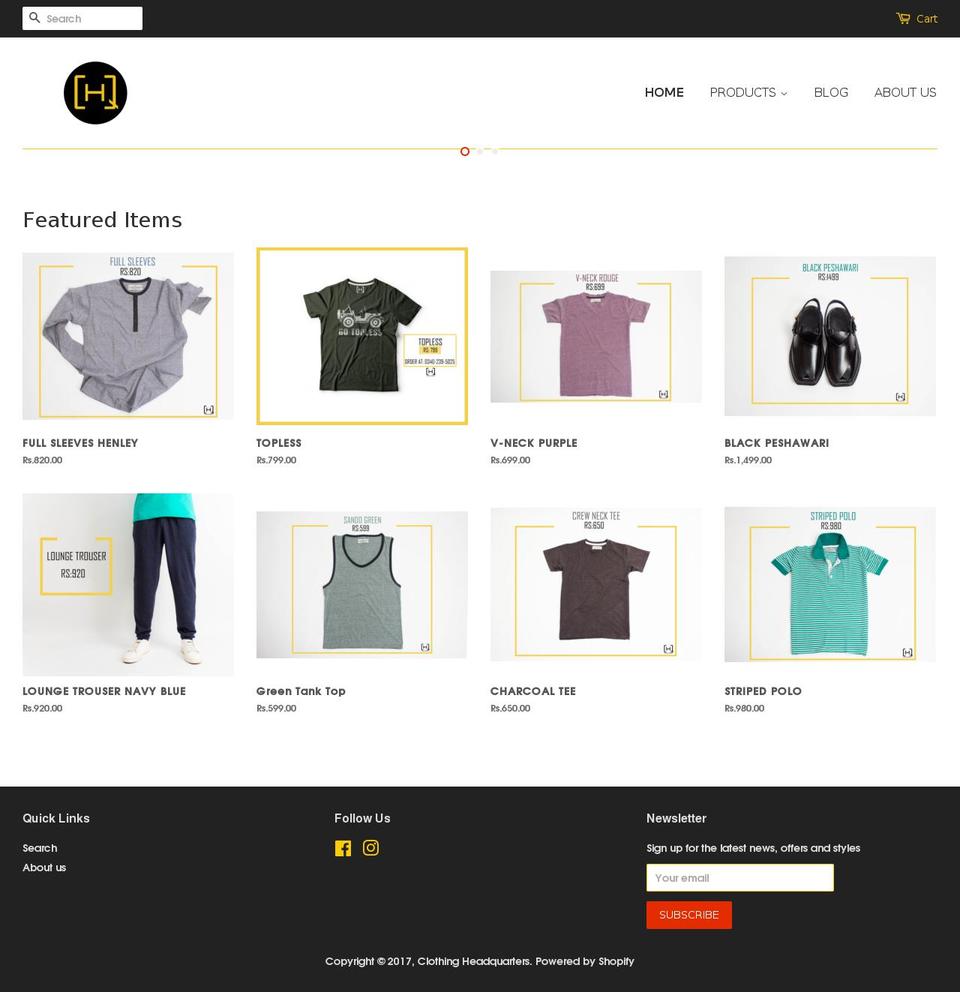 clothing-headquarters.com shopify website screenshot