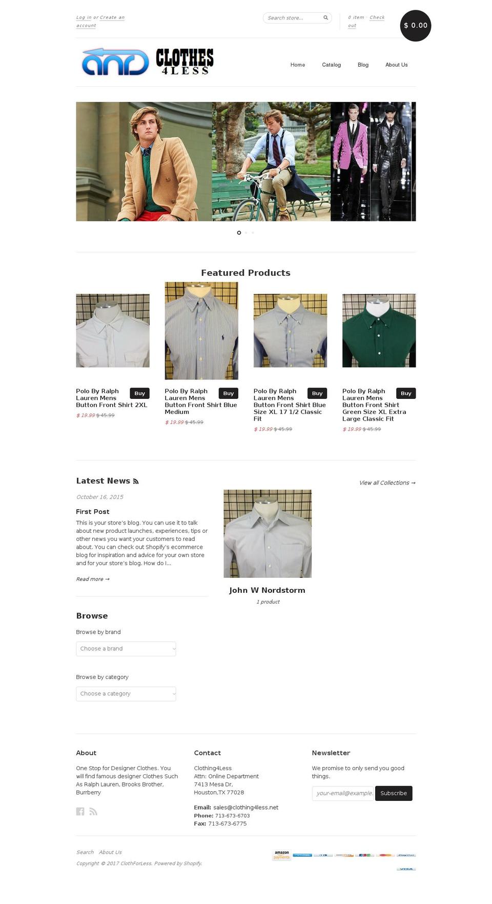 clothing4less.net shopify website screenshot