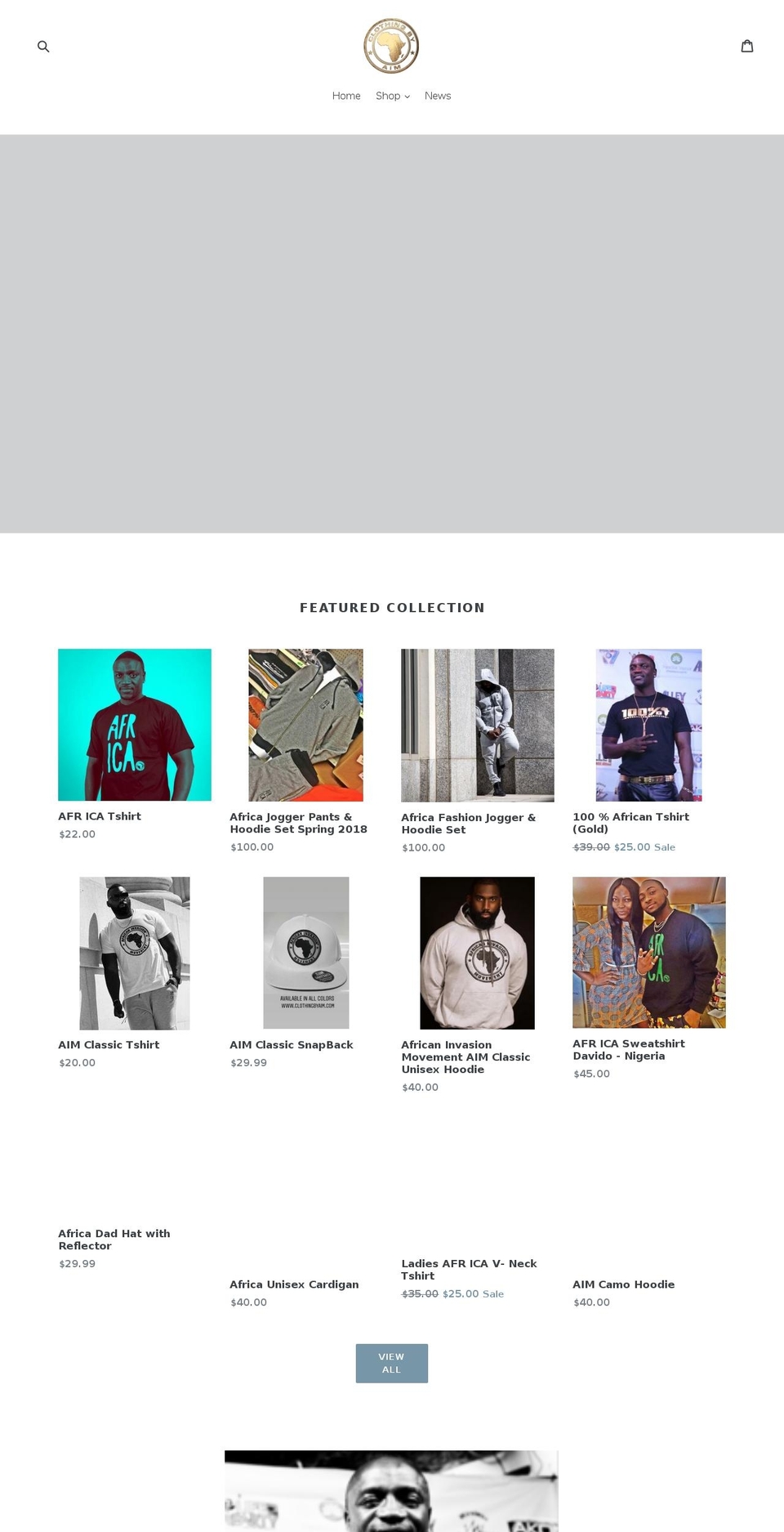 clothingbyaim.com shopify website screenshot
