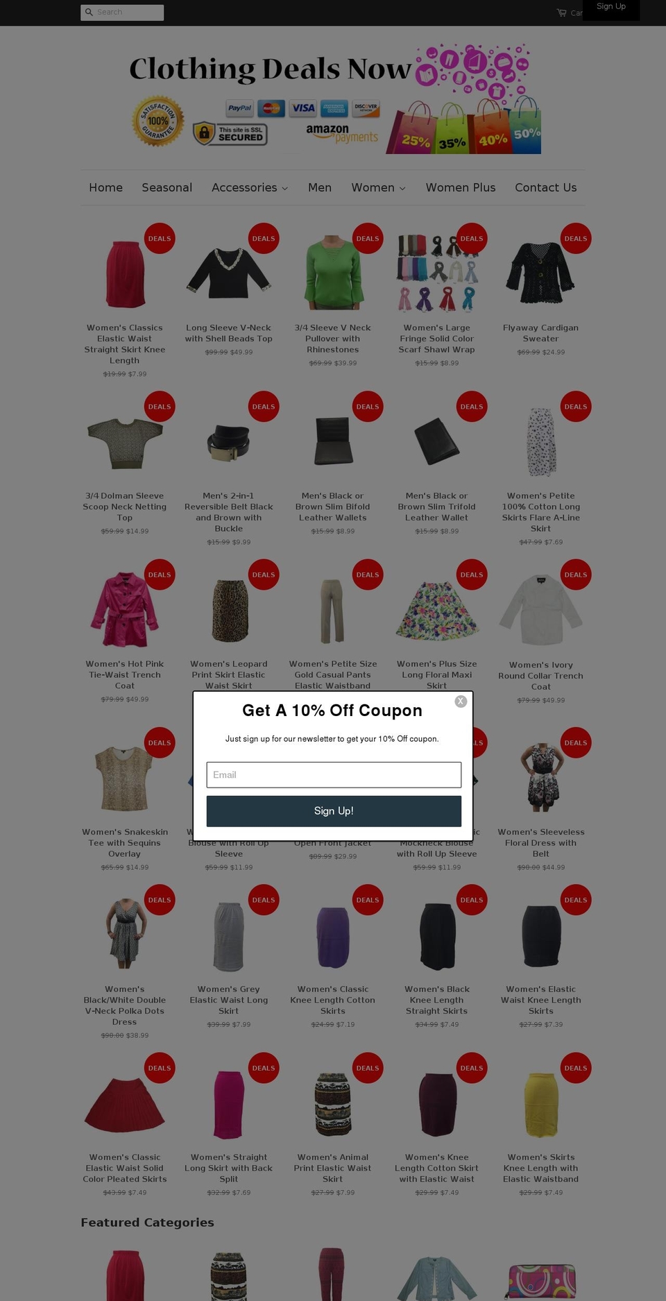 clothingdealsnow.com shopify website screenshot