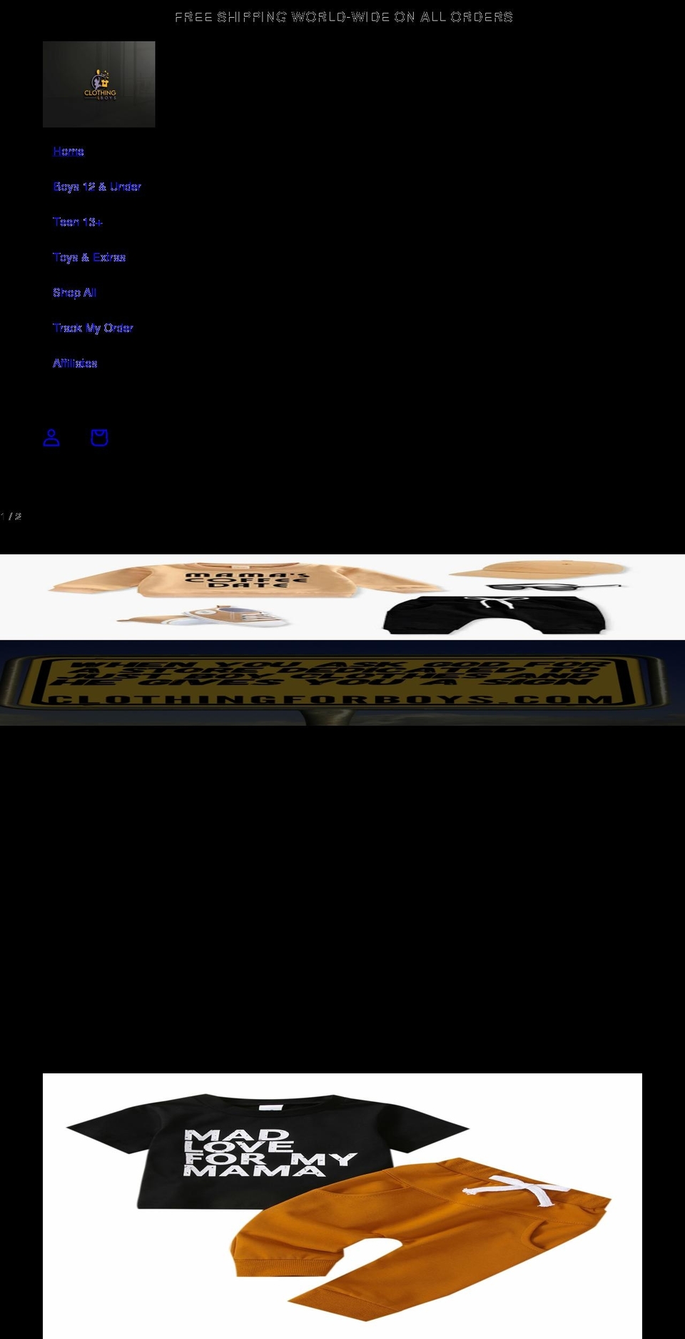 clothingforboys.com shopify website screenshot
