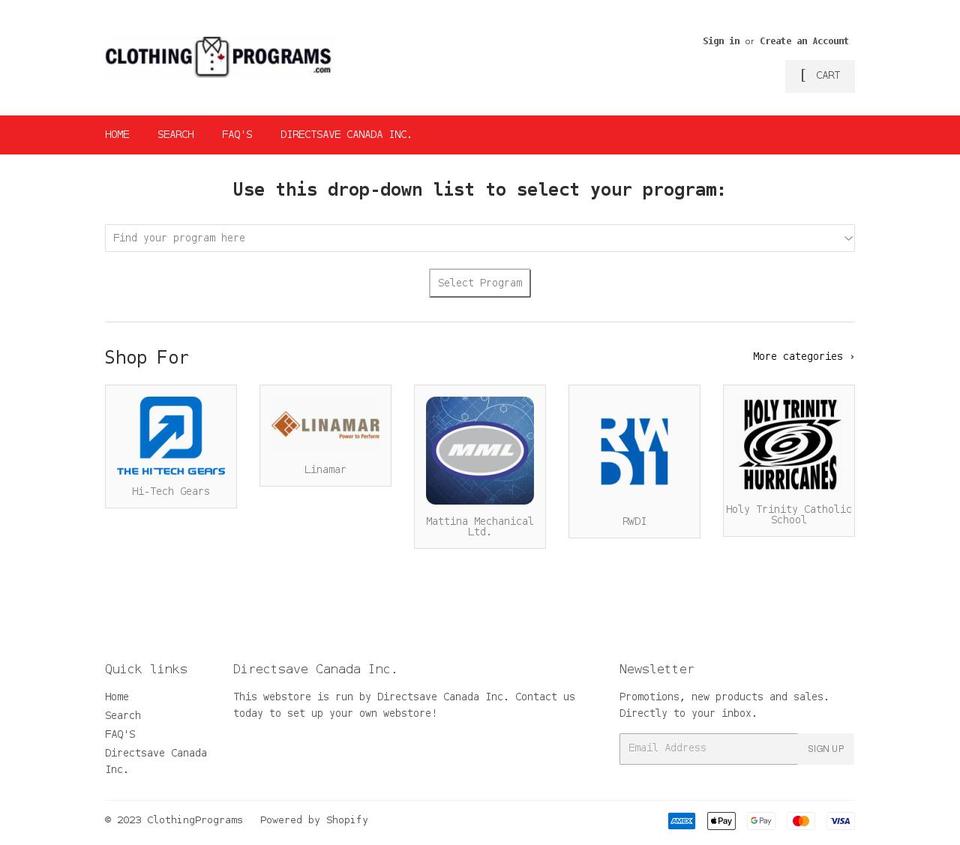 clothingprograms.com shopify website screenshot