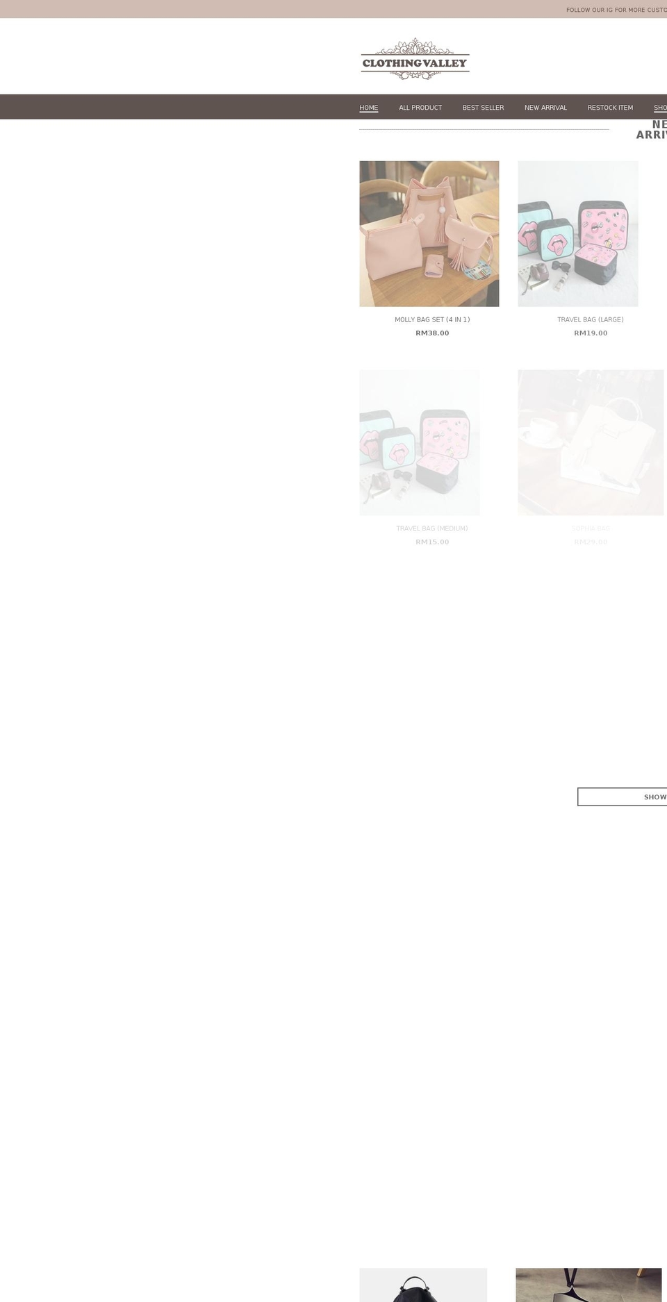 clothingvalley.com shopify website screenshot