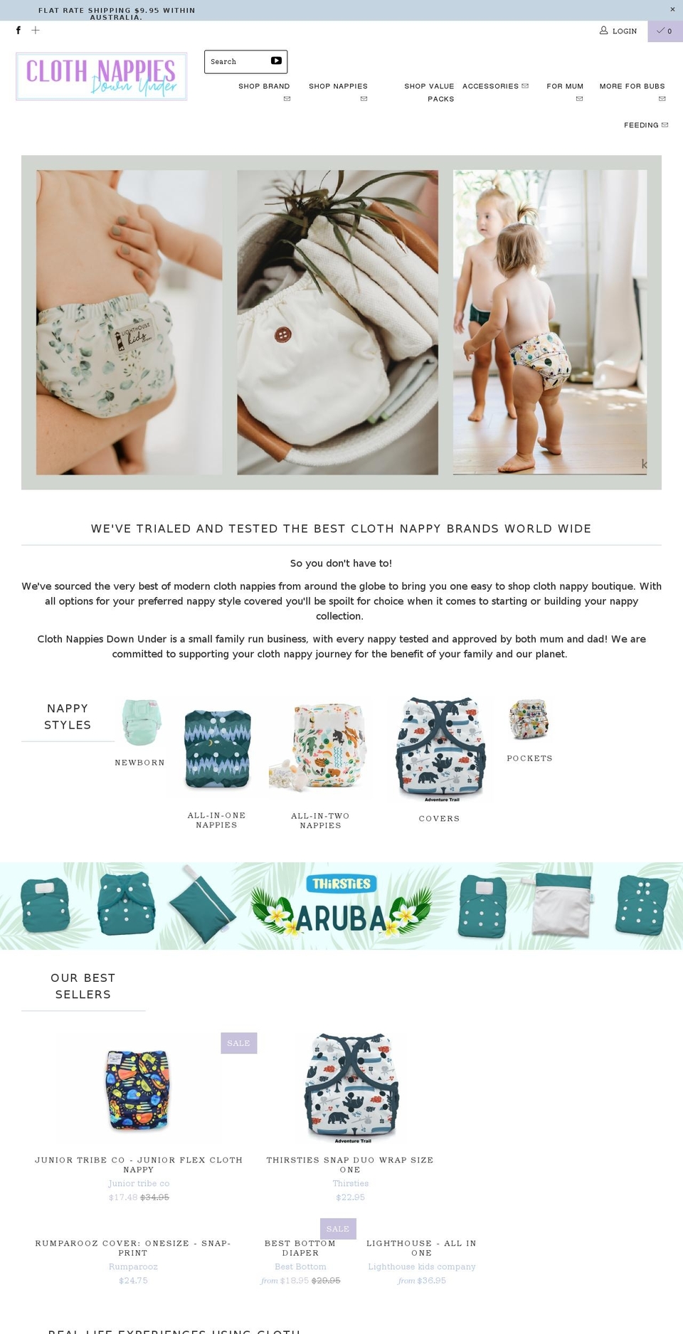 clothnappiesdownunder.com.au shopify website screenshot