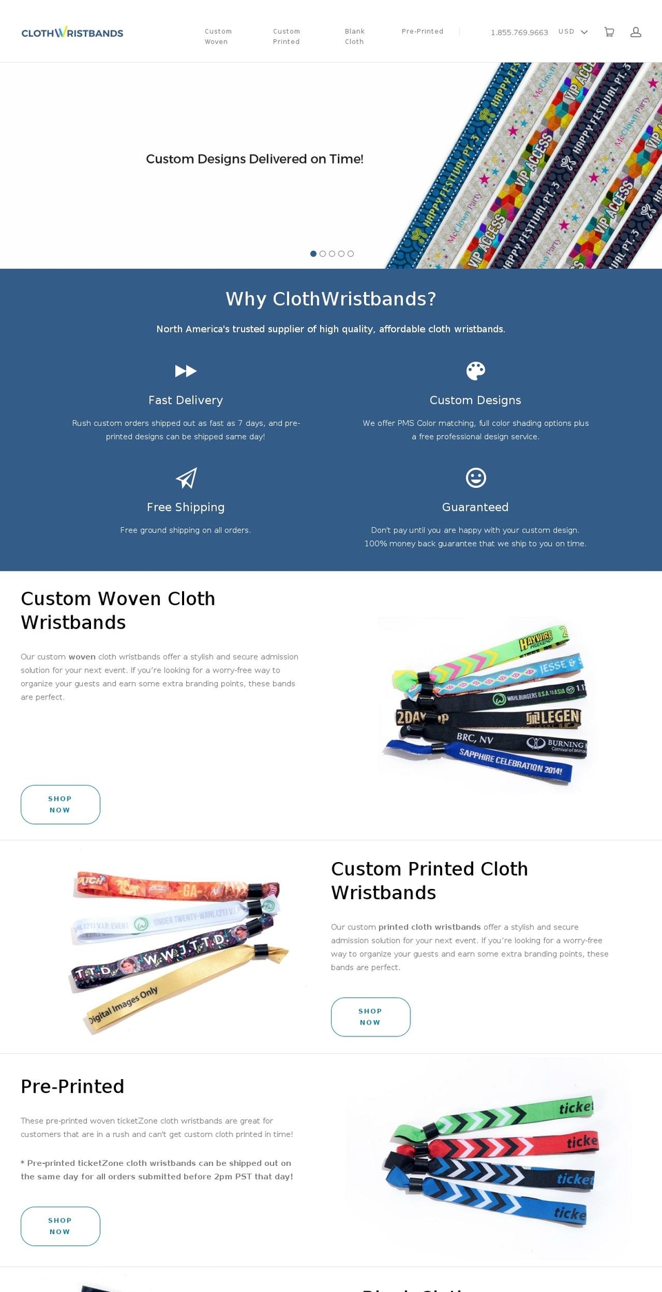 clothwristbands.com shopify website screenshot