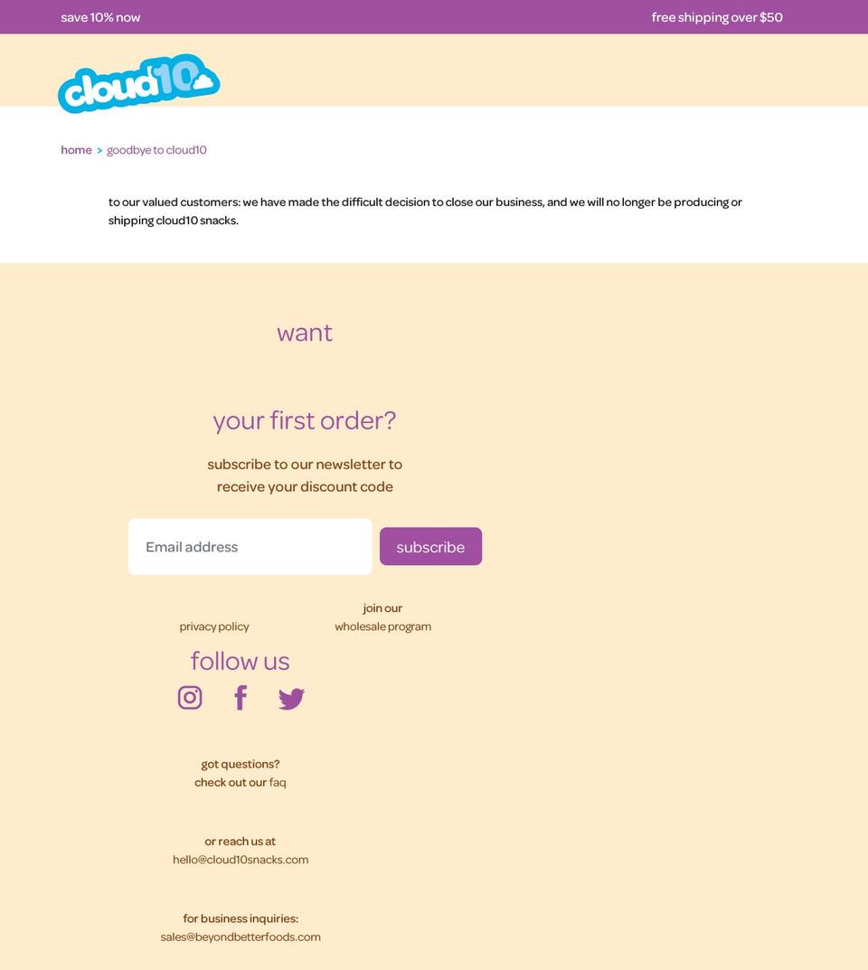 cloud10snacks.com — Shopify storefront screenshot