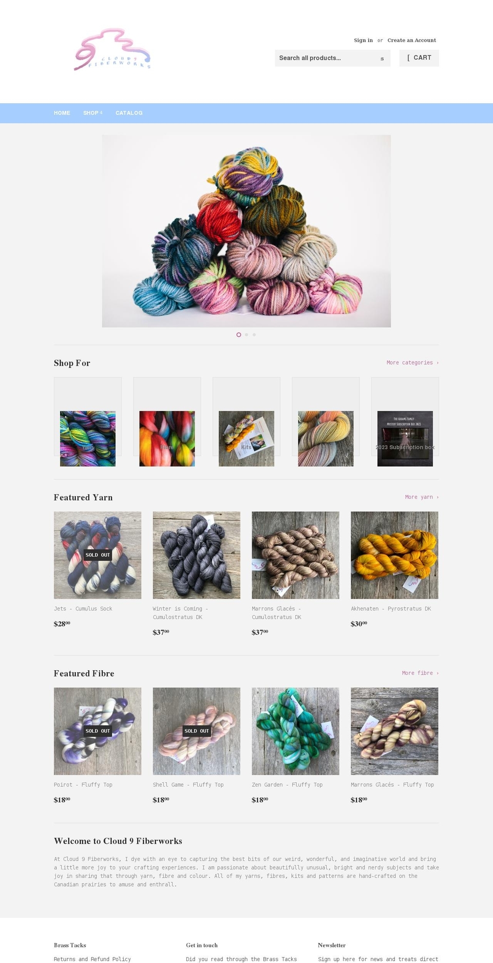 cloud9fiberworks.com shopify website screenshot