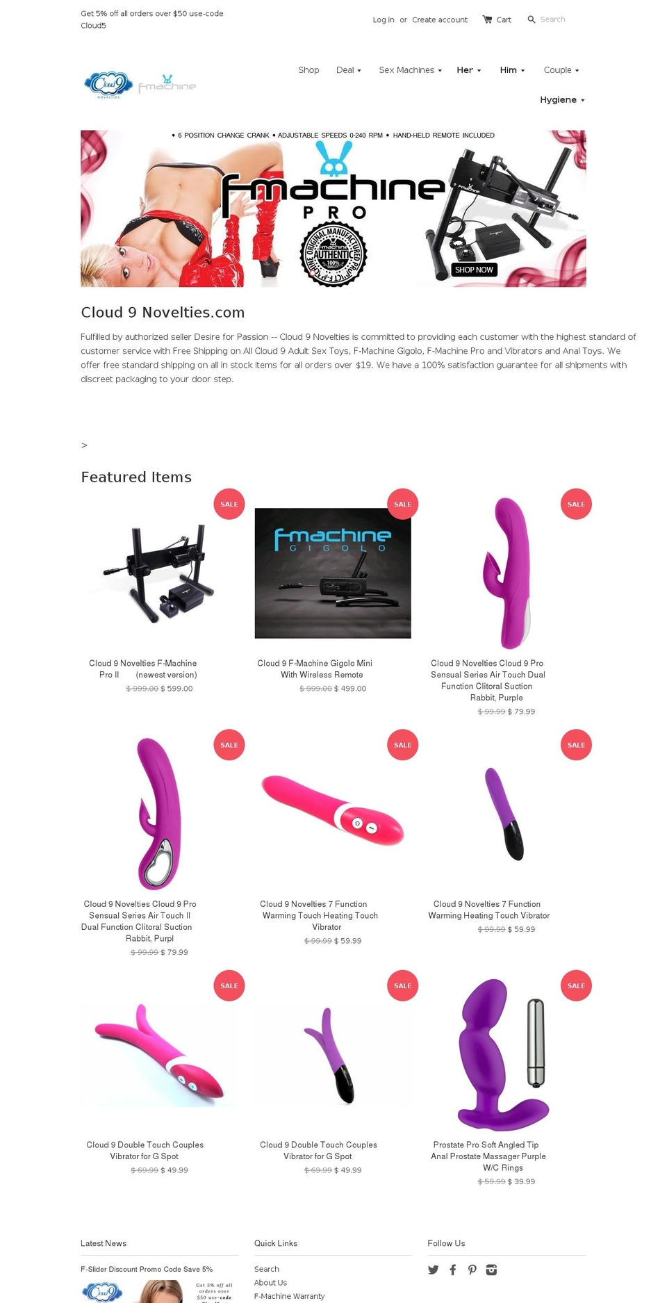 cloud9novelties.com shopify website screenshot