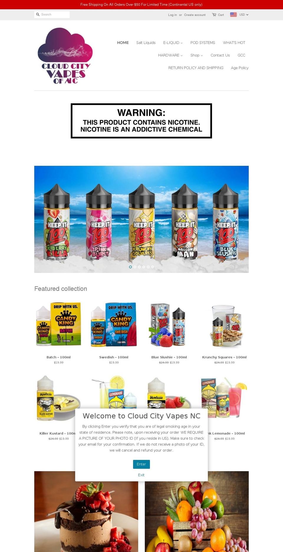 cloudcityvapesnc.com shopify website screenshot