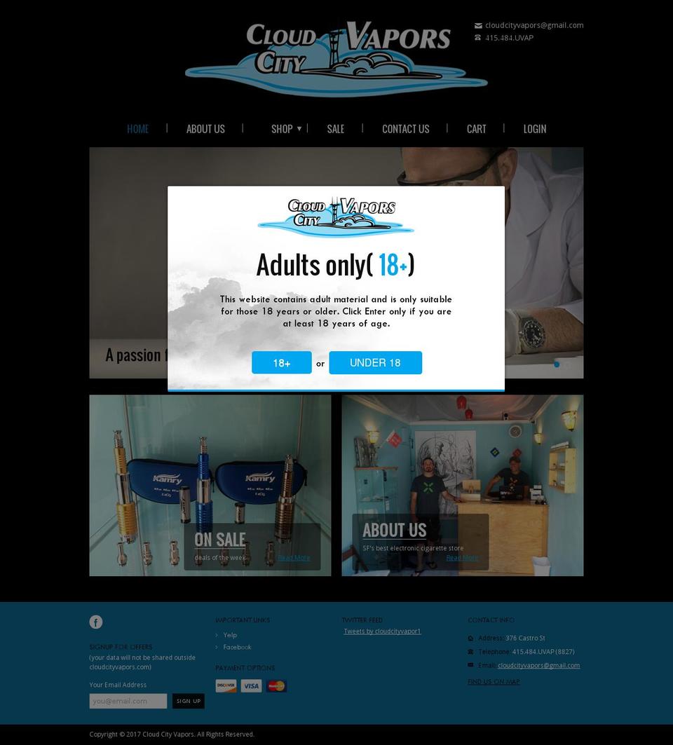 cloudcityvapors.com shopify website screenshot