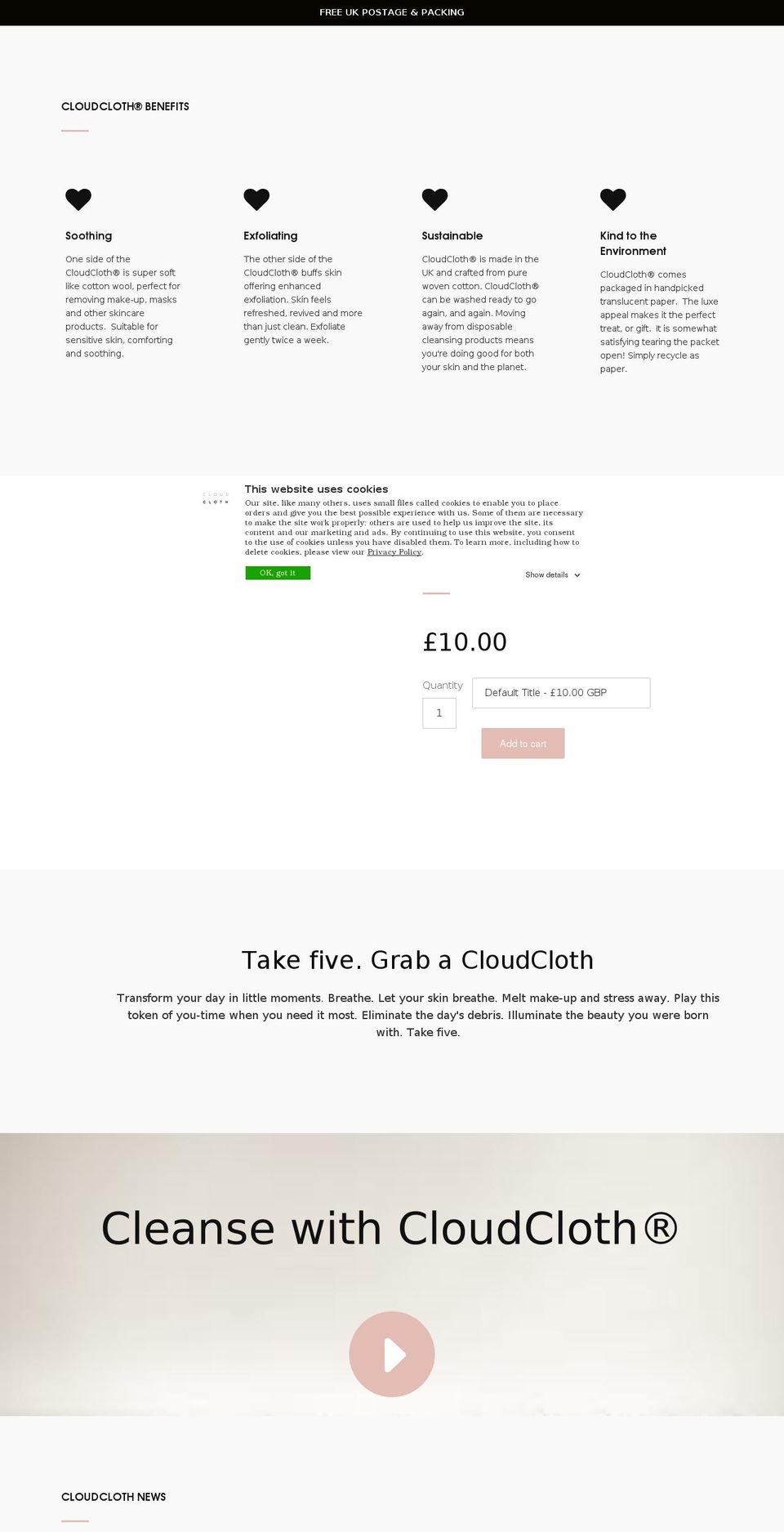 cloudcloth.co.uk shopify website screenshot