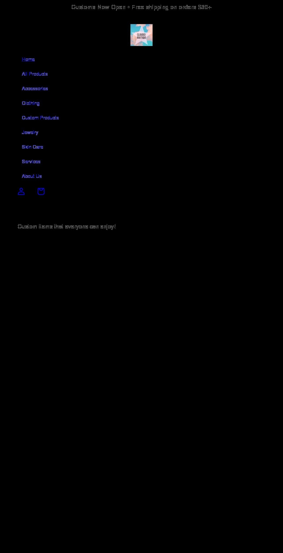 cloudedboutique.com shopify website screenshot
