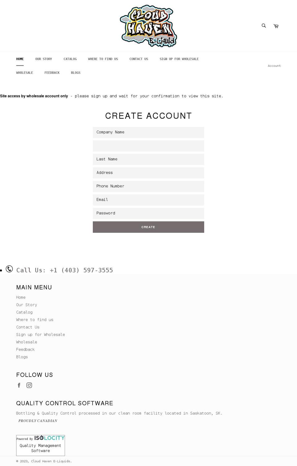cloudhaveneliquids.com shopify website screenshot