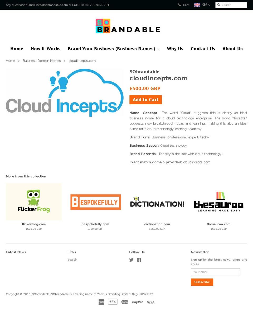 cloudincepts.com — Shopify storefront screenshot