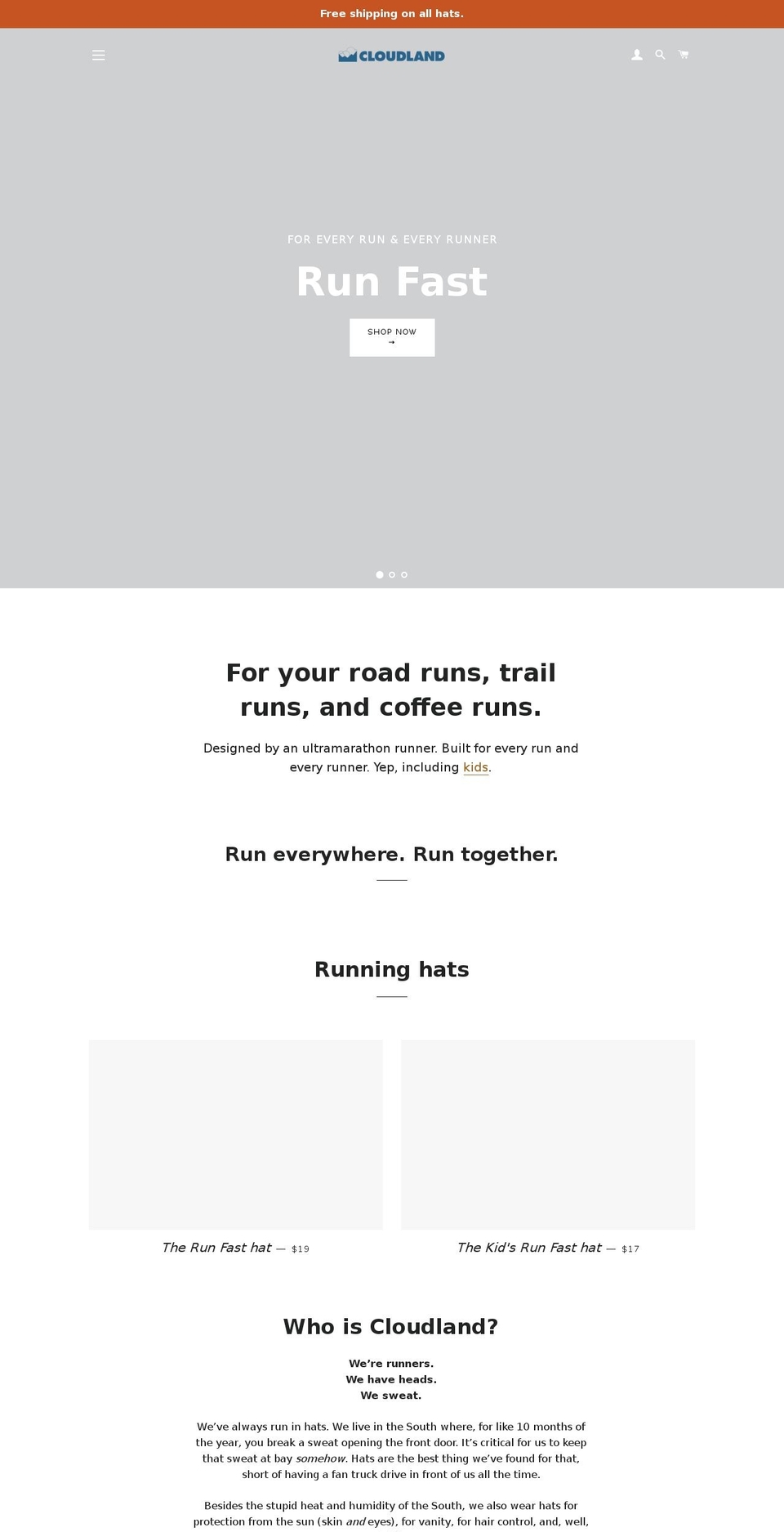 cloudlandcaps.com — Shopify storefront screenshot