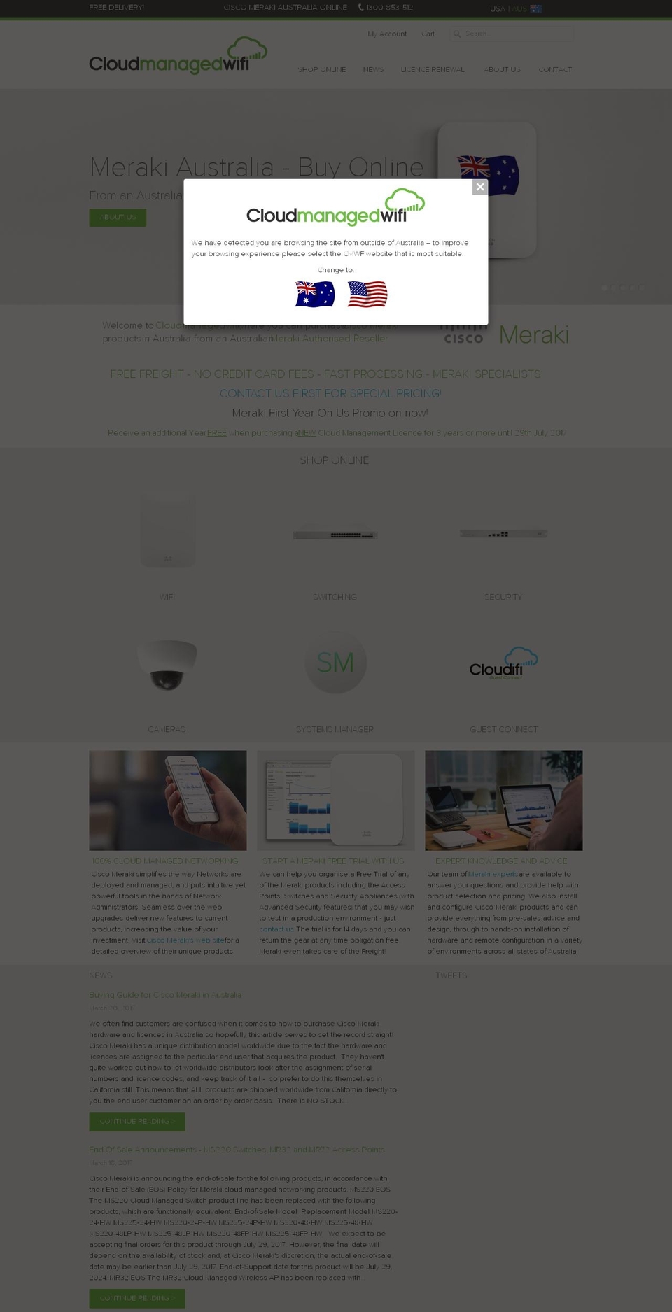 cloudmanagedwifi.com.au shopify website screenshot