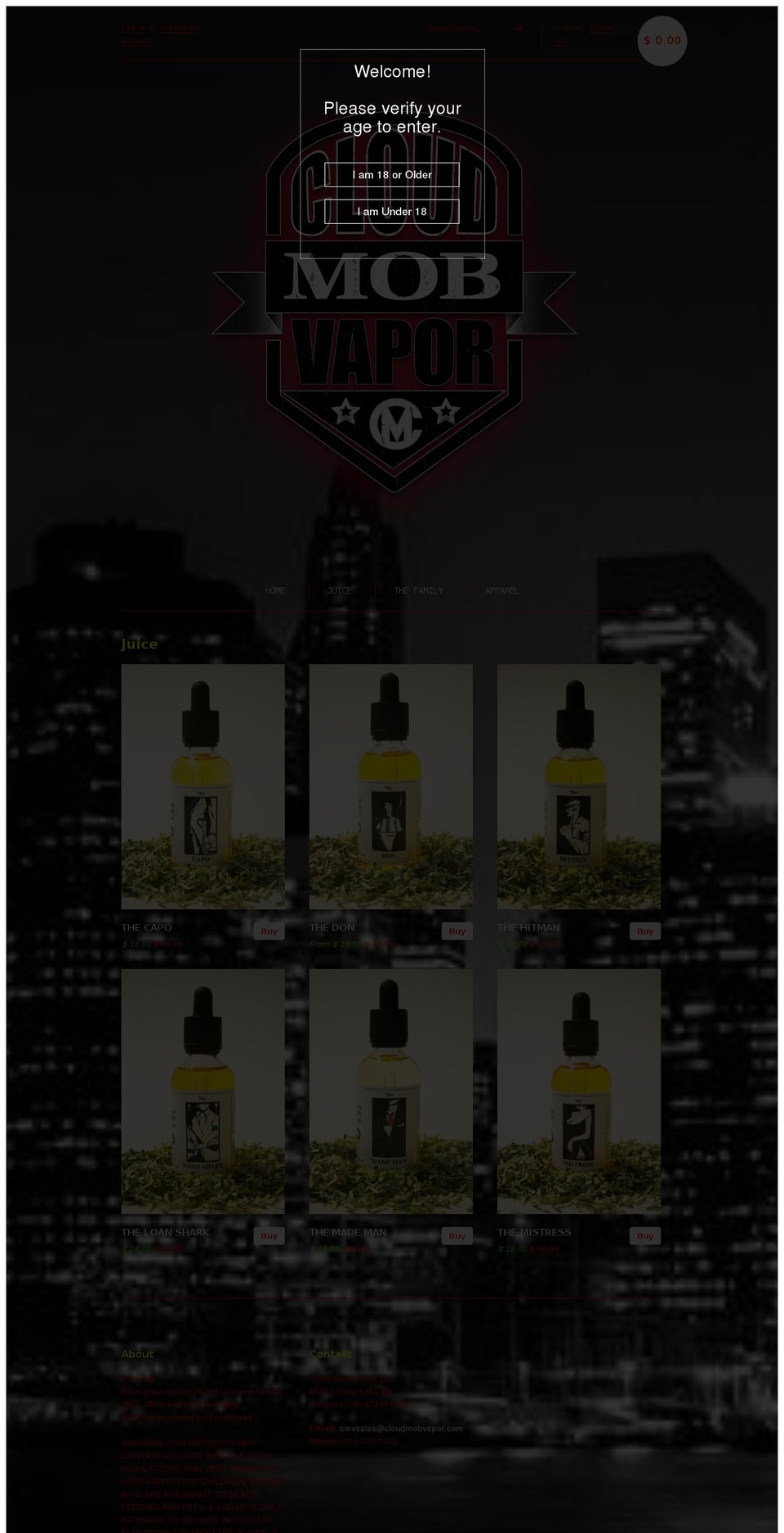 cloudmobvapor.com — Shopify storefront screenshot