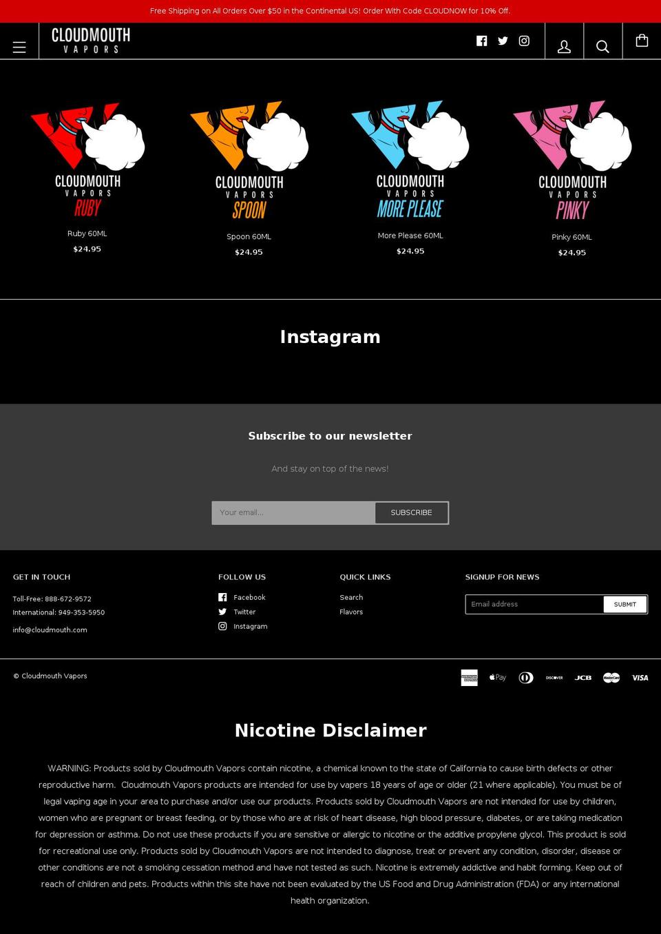 cloudmouthvapor.com shopify website screenshot
