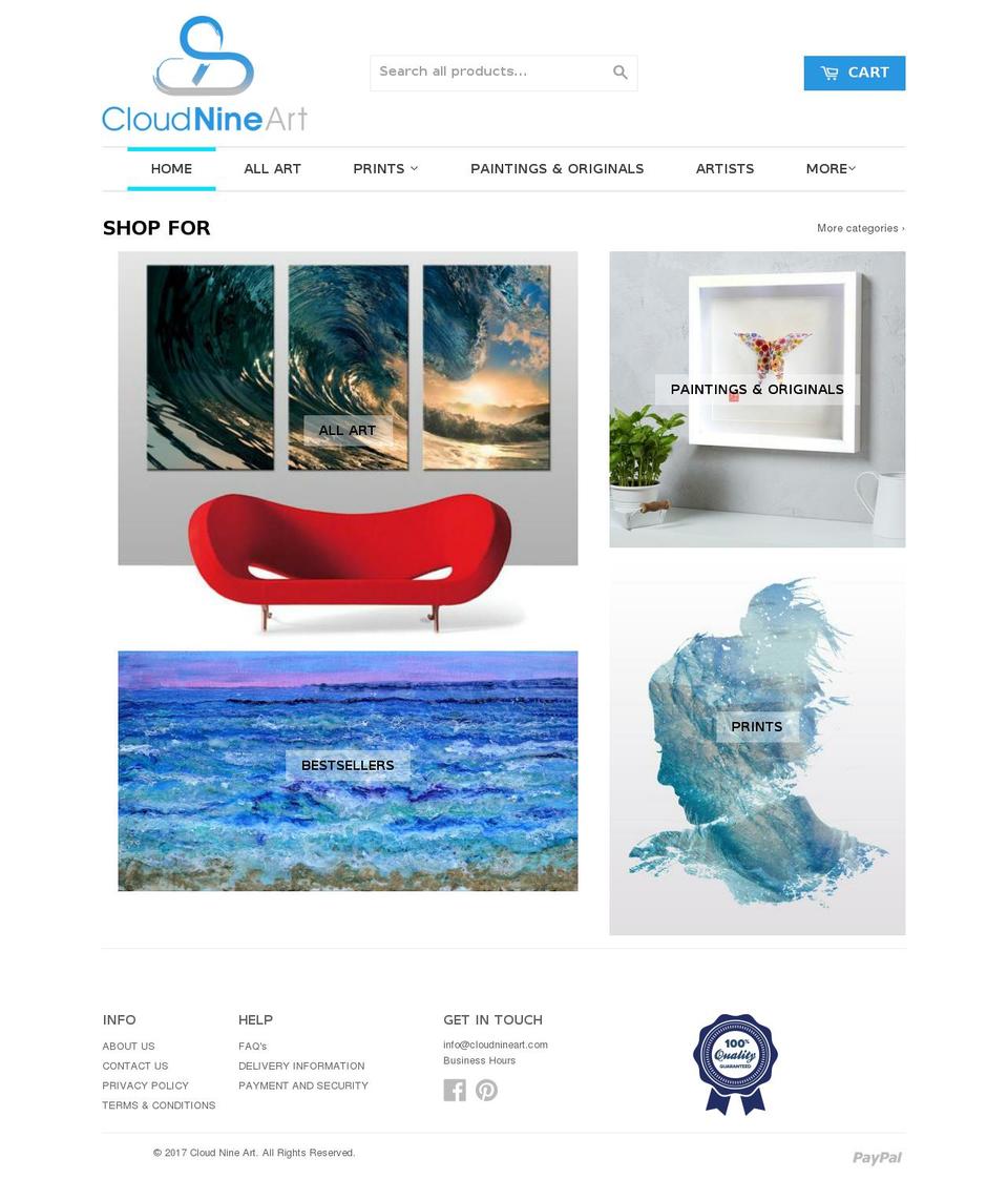 cloudnineart.com shopify website screenshot