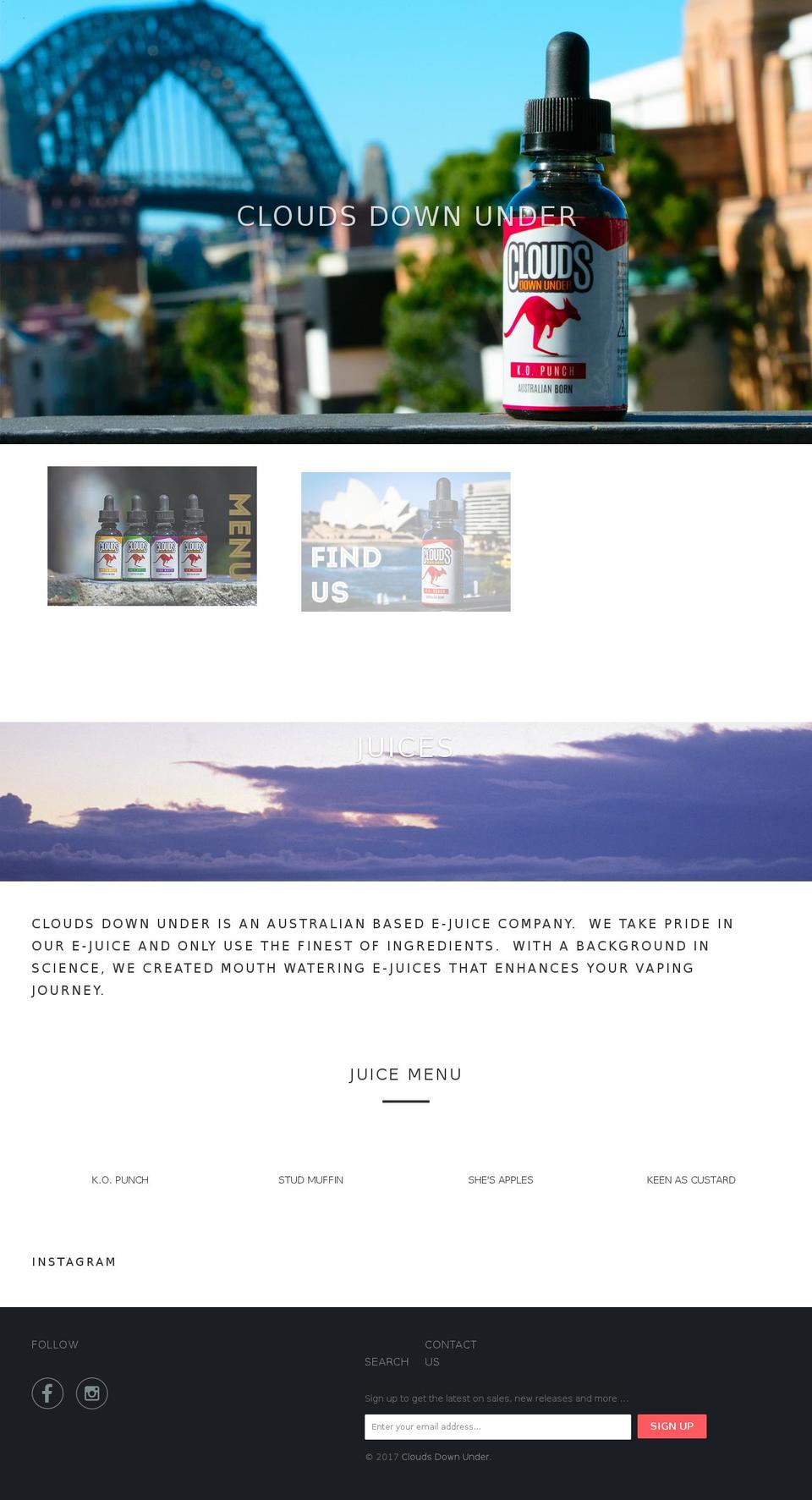 cloudsdownunder.com shopify website screenshot