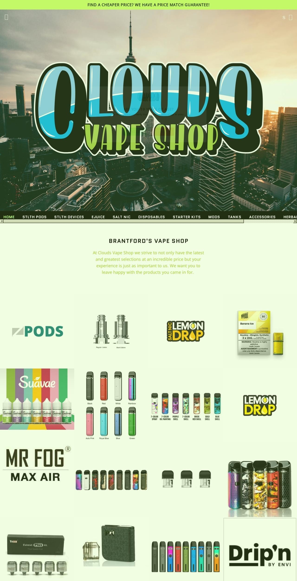 cloudsvapeshop.com shopify website screenshot