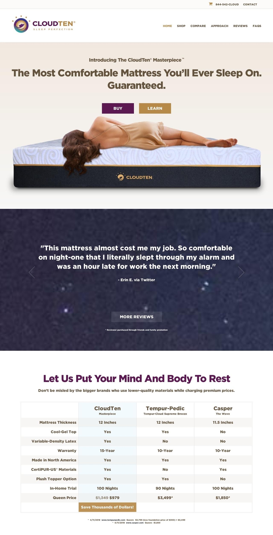 cloudtenbeds.com shopify website screenshot