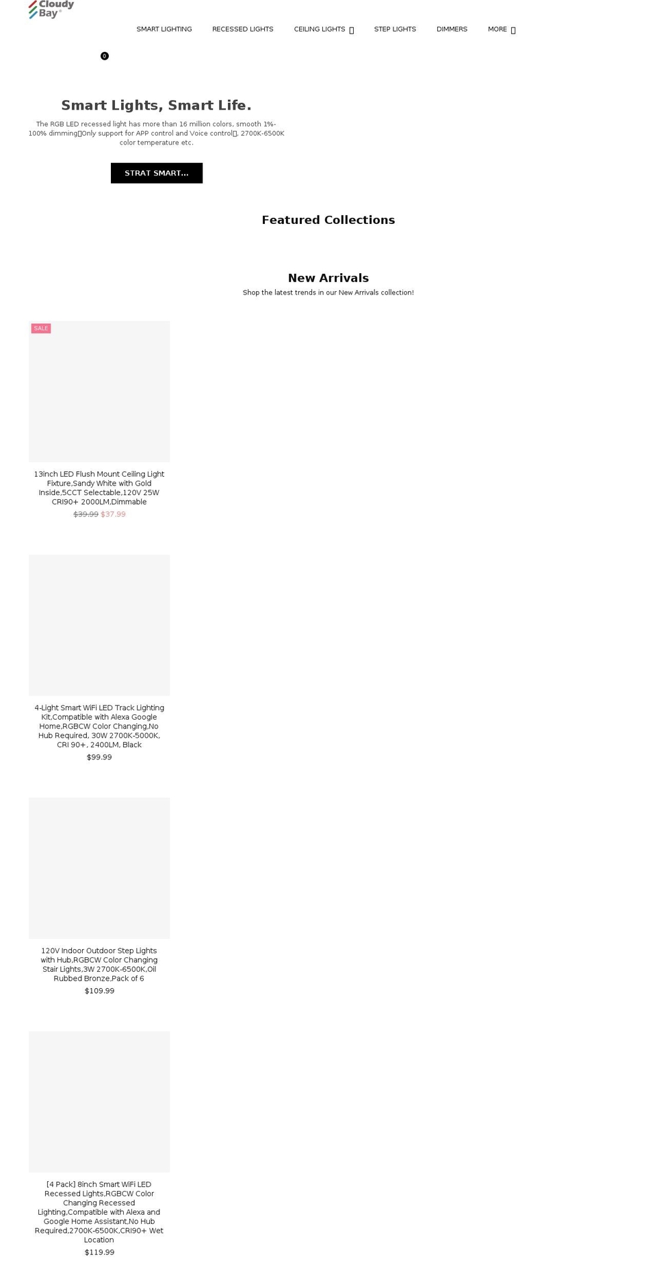 cloudybaylighting.com shopify website screenshot