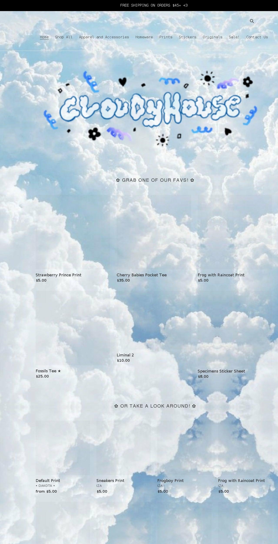 cloudyhouse.shop shopify website screenshot