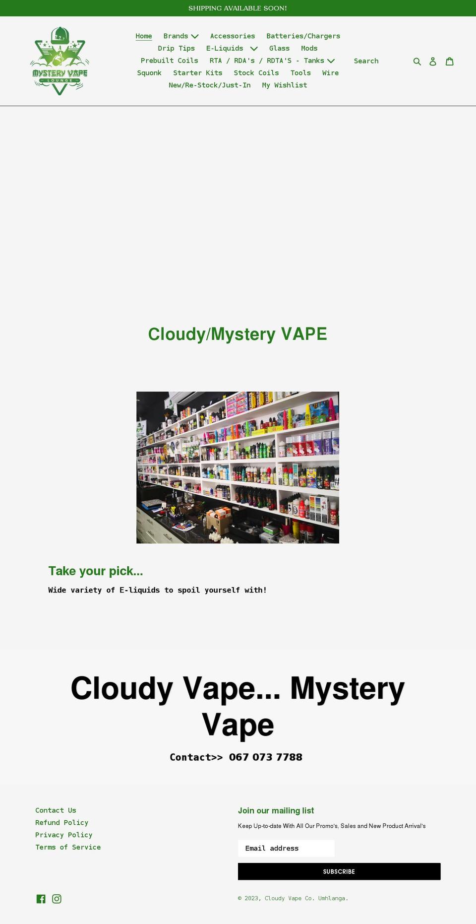 cloudyvapeco.com — Shopify storefront screenshot