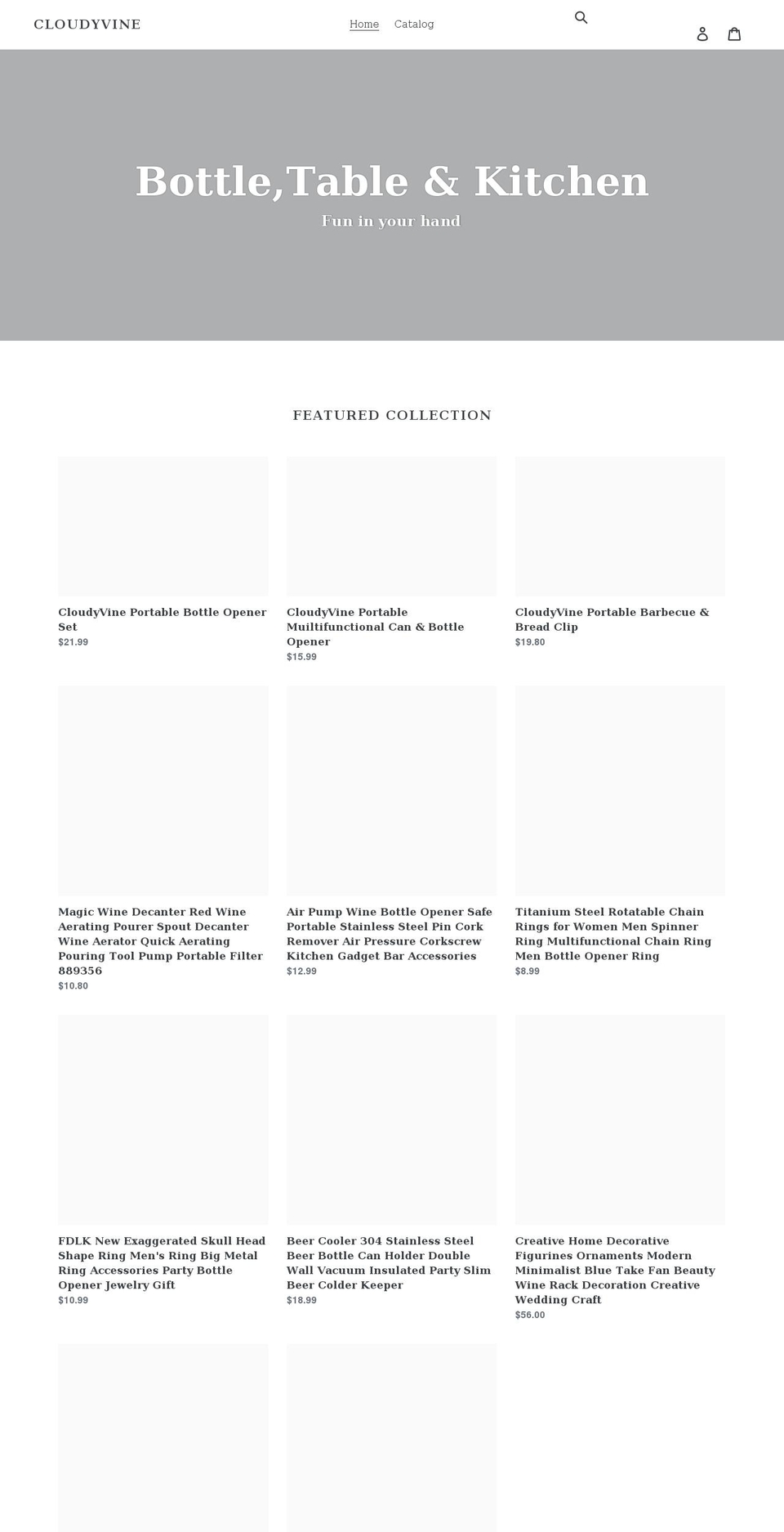cloudyvine.com shopify website screenshot