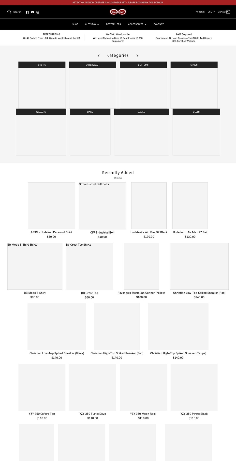 cloutgear.com — Shopify storefront screenshot