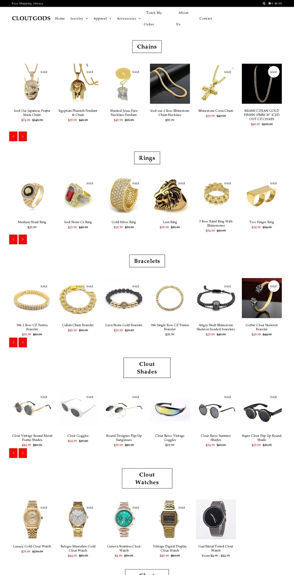 cloutgods.com shopify website screenshot