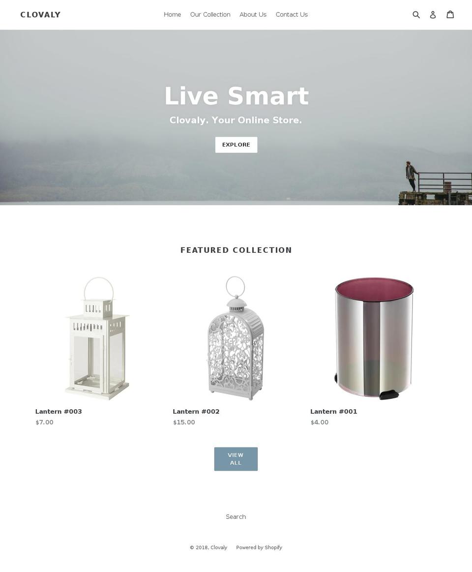 clovalystore.com — Shopify storefront screenshot