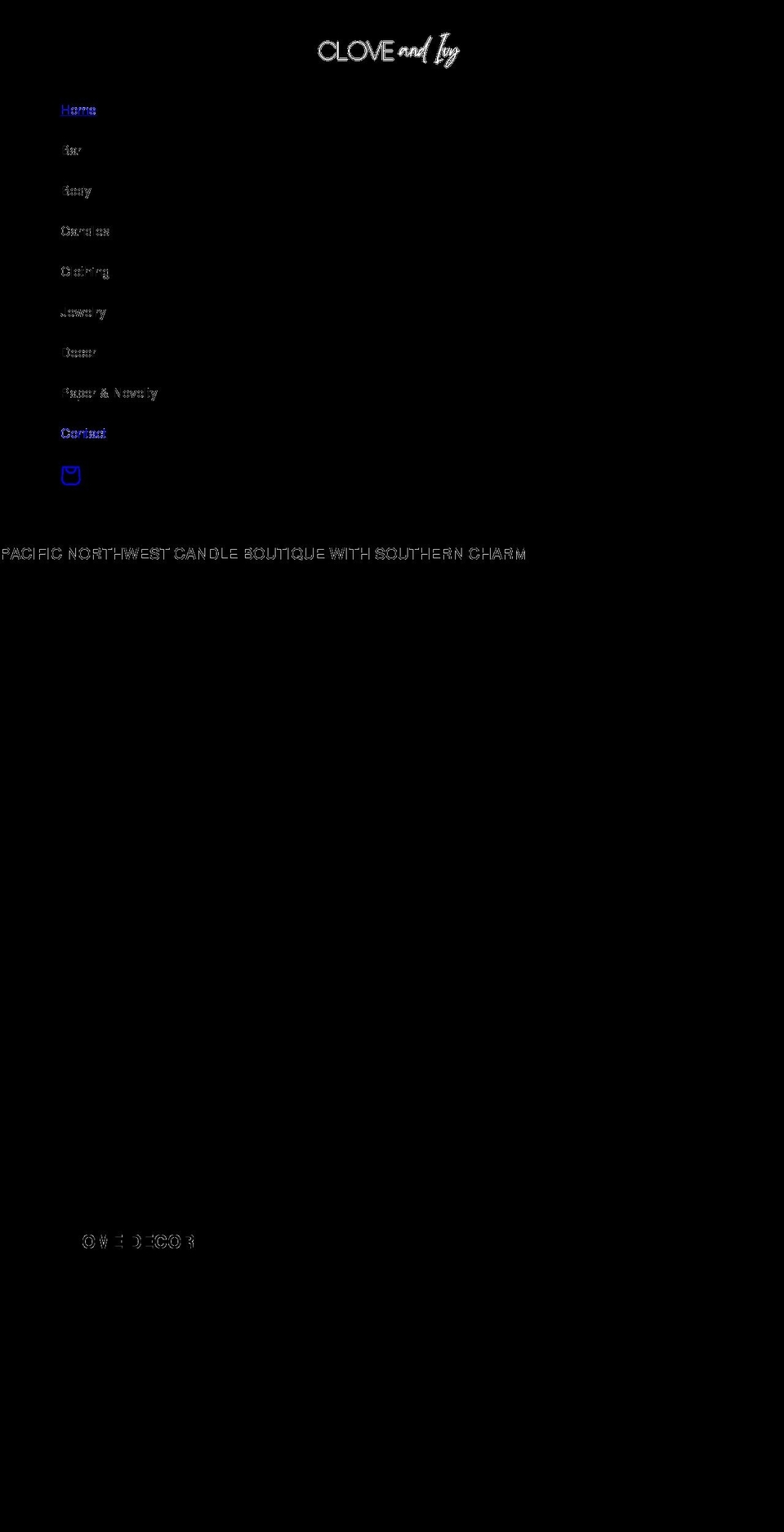 cloveandivy.com shopify website screenshot