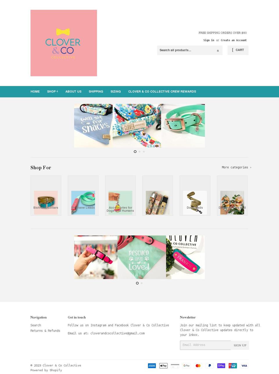 cloverandcocollective.com.au shopify website screenshot