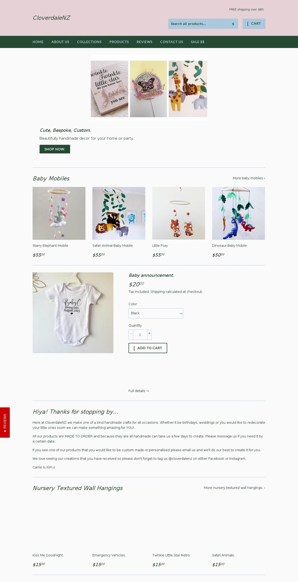 cloverdalenz.com shopify website screenshot