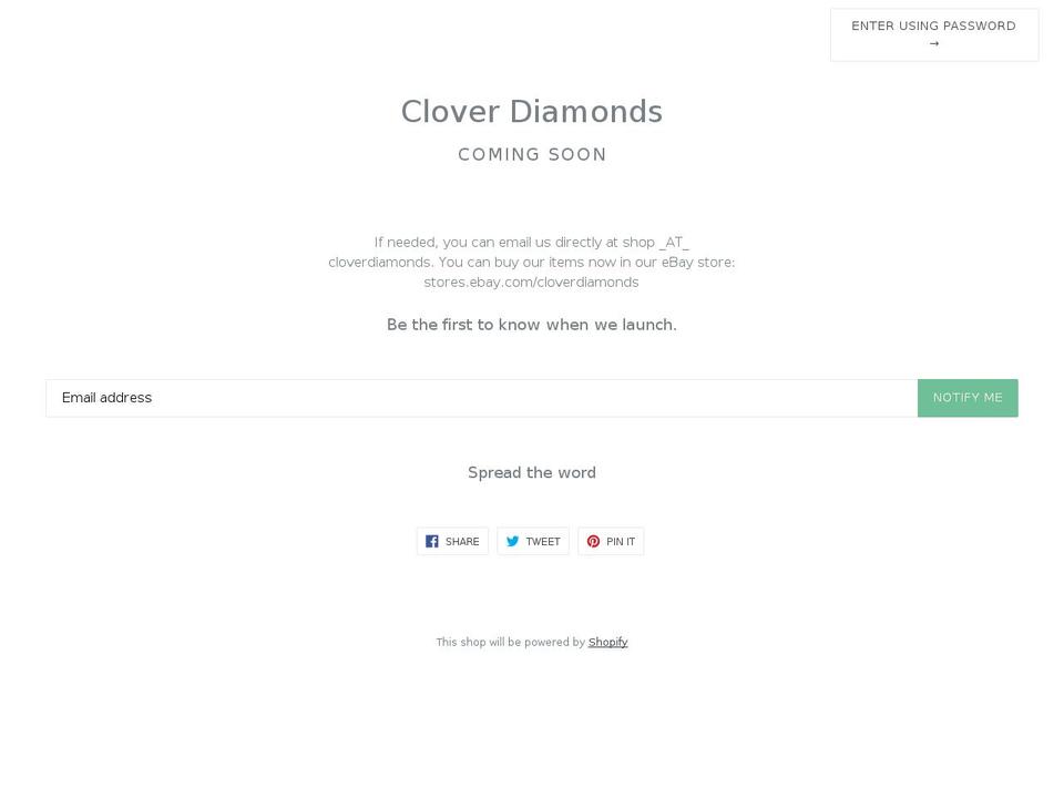 cloverdiamonds.com — Shopify storefront screenshot