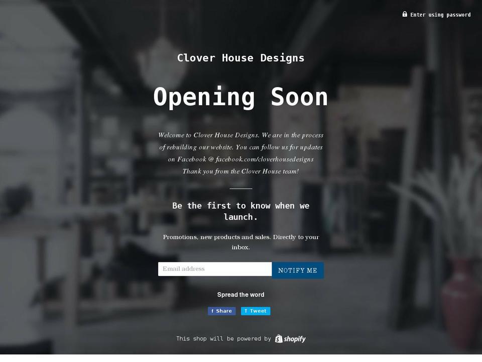 cloverhousedesigns.com — Shopify storefront screenshot