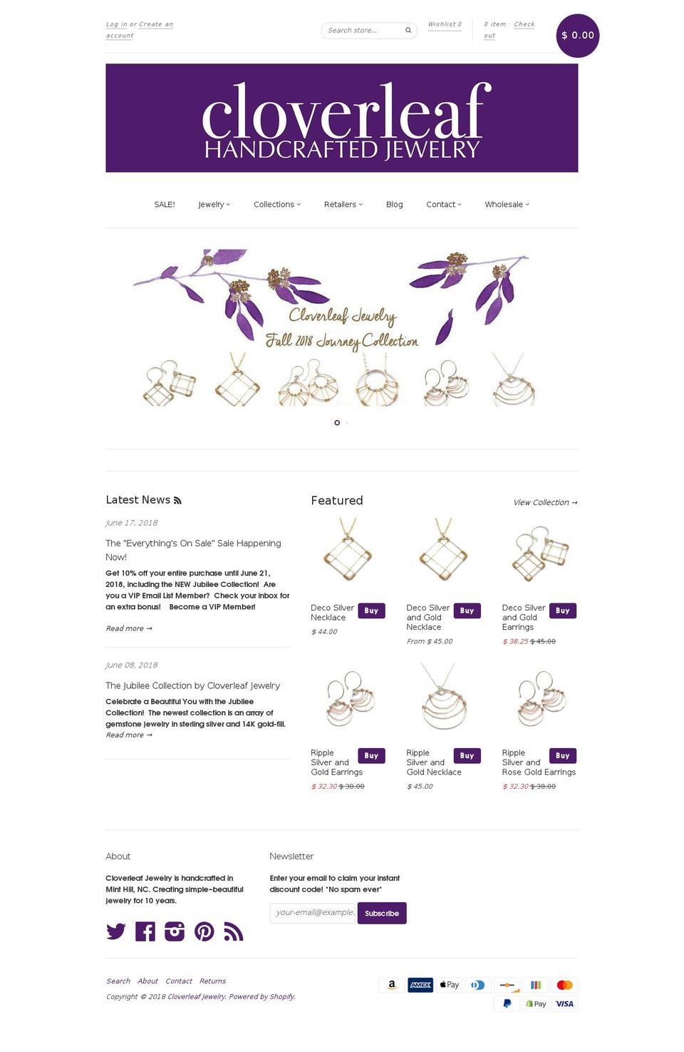 cloverleafjewelry.com shopify website screenshot
