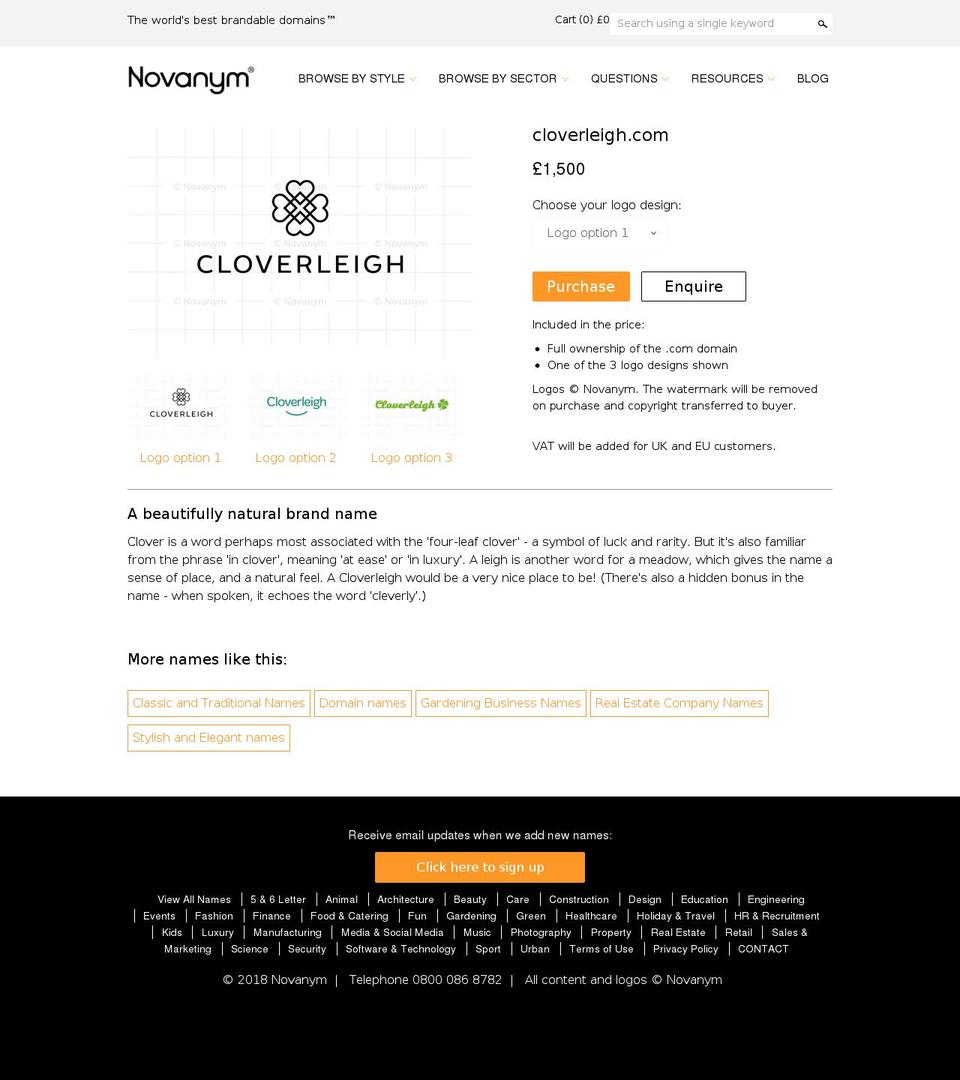 cloverleigh.com shopify website screenshot