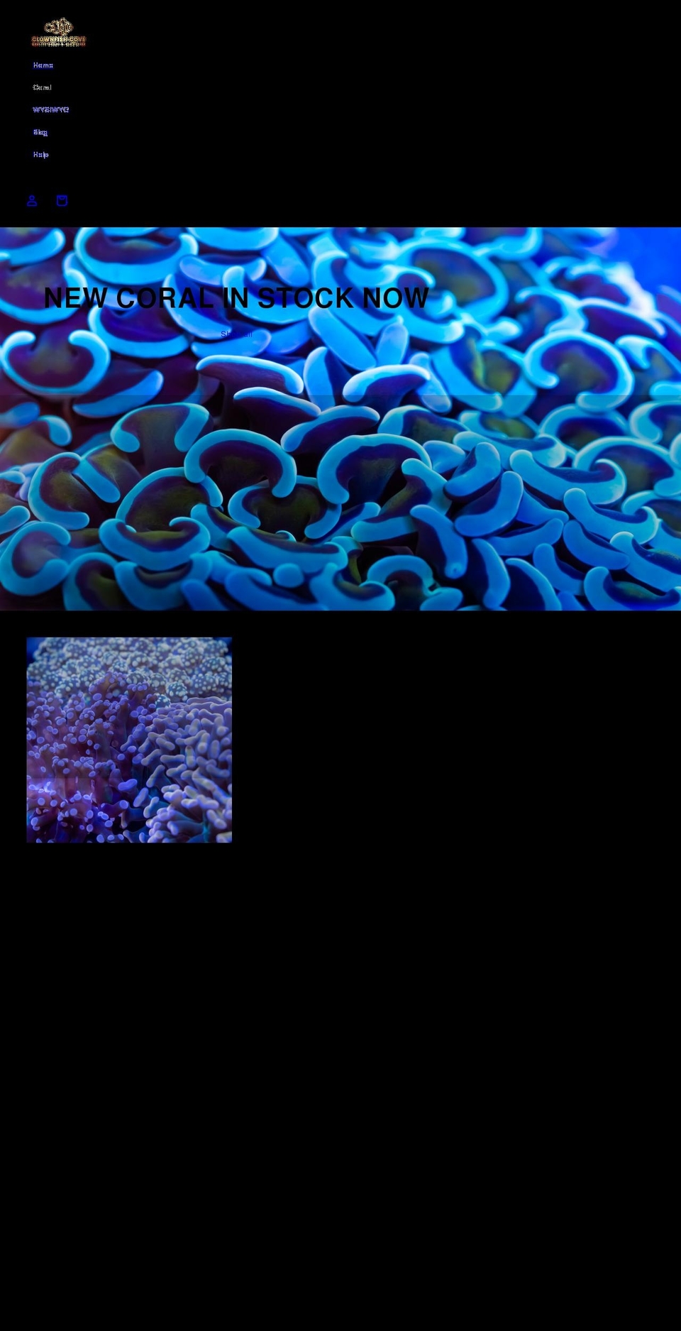 clownfishcove.com shopify website screenshot