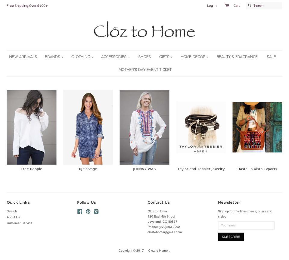 cloztohome.com shopify website screenshot