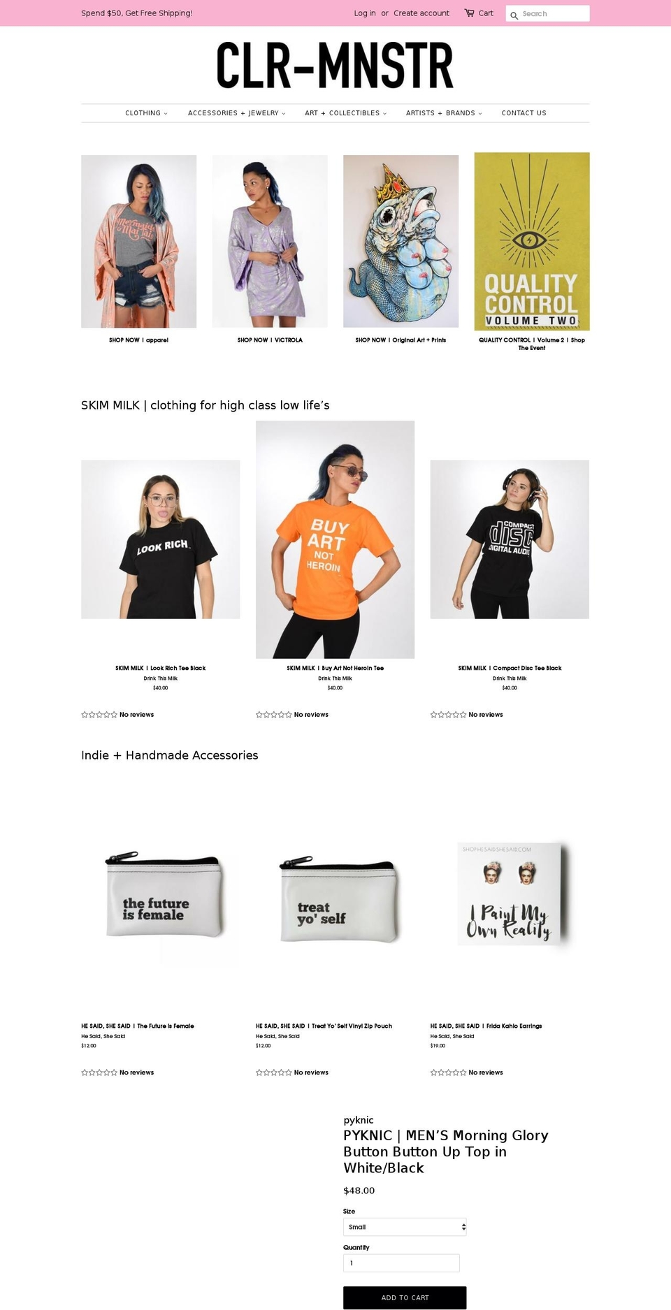 clr-mnstr.com — Shopify storefront screenshot