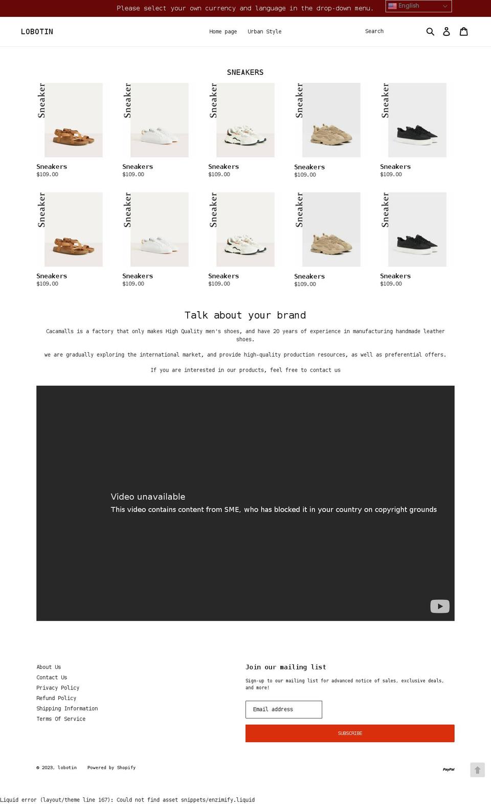 Sneaker Shopify theme site example clsneaker.com