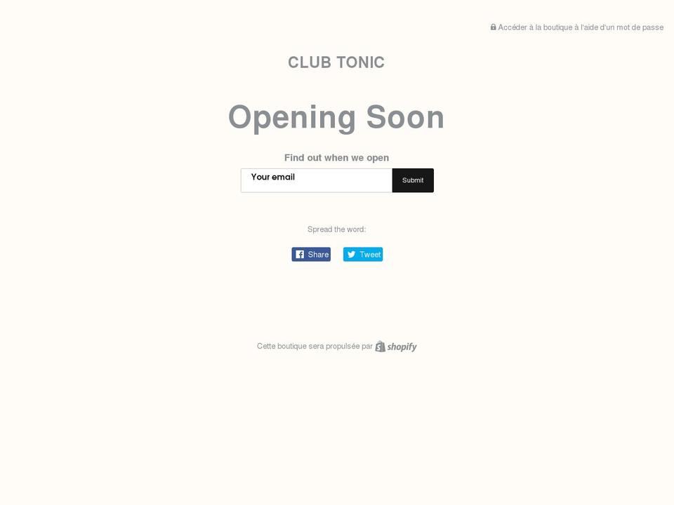 club-tonic.com shopify website screenshot