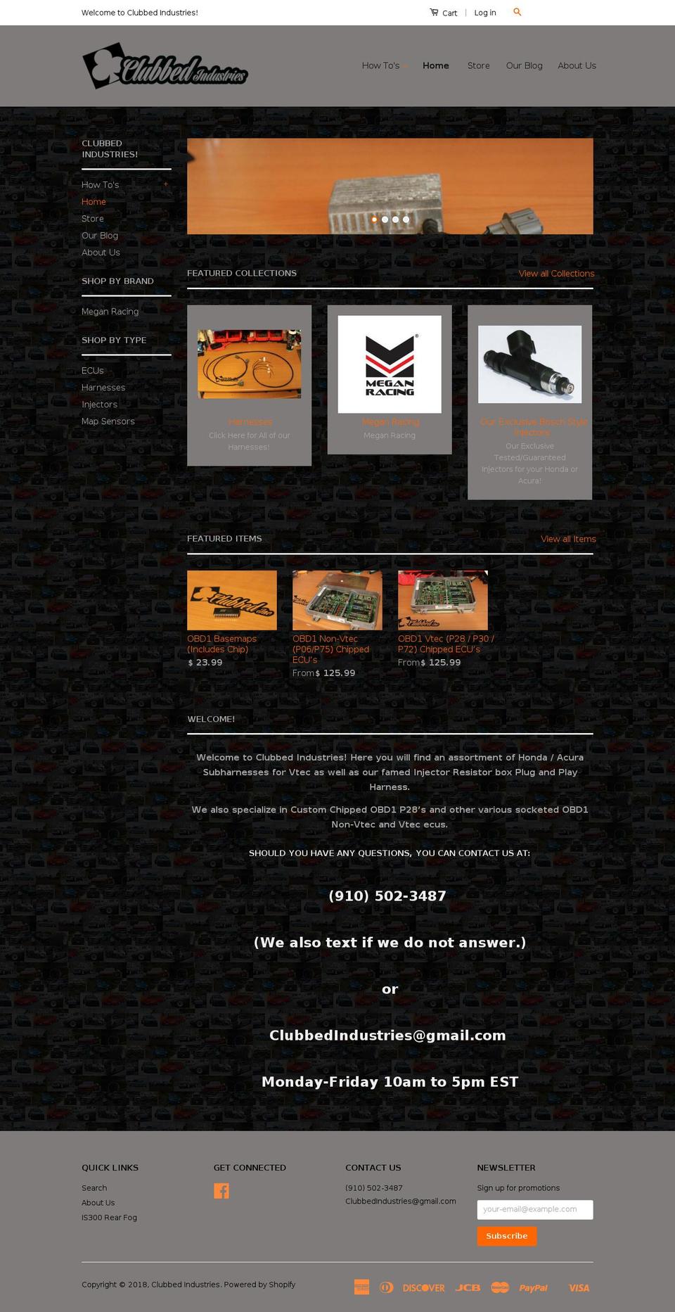 clubbed-industries.com — Shopify storefront screenshot