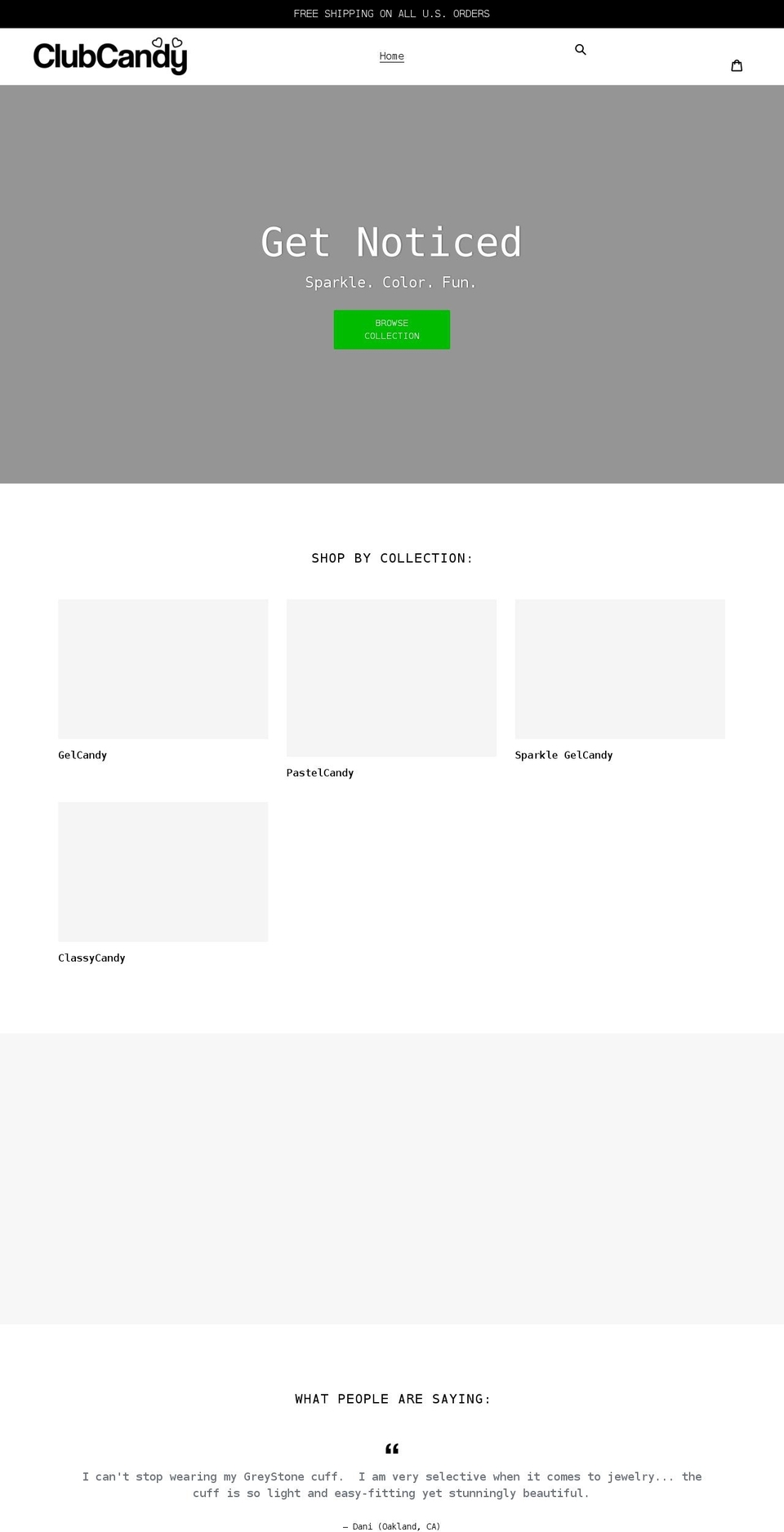 clubcandy.com shopify website screenshot